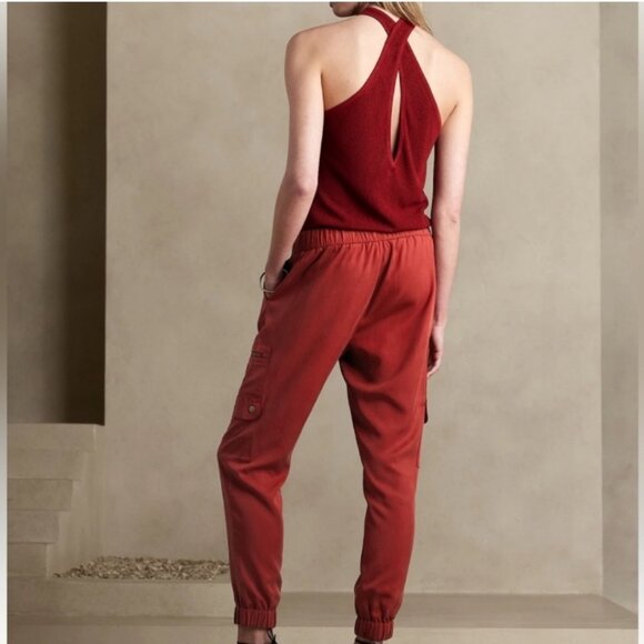 Banana Republic Pull On Red Jogger Cargo Pants Size XXL - Picture 2 of 14